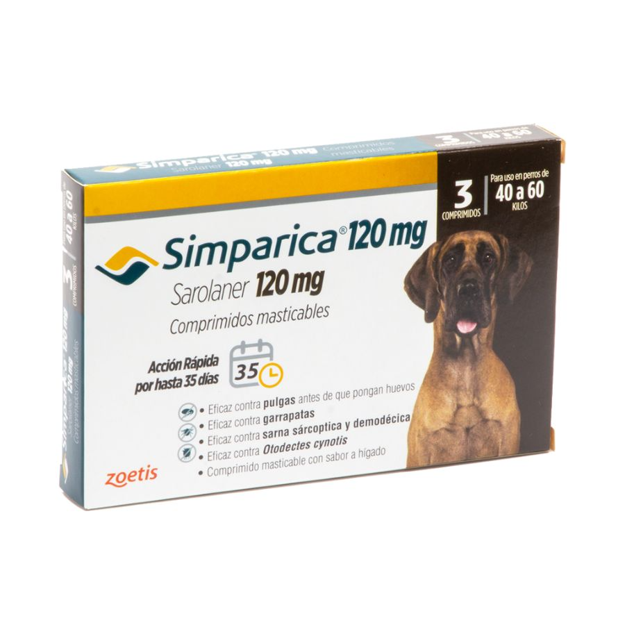 Simparica antiparasitario oral masticable para perros de 40 a 60 KG 3 comprimidos